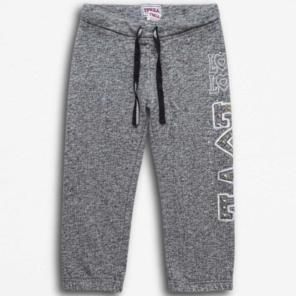 Thrill‎ Gray Heathered Sweatpants LOVE Graphic Studded Joggers Womens Size M